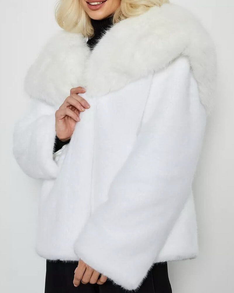 NURO Women's Hooded Faux Fur Coat – Sweet & Chic Winter Jacket with Pockets