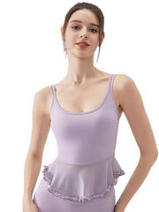 NURO Women's Lace-Back Airy Sports Bra with Padded Cups