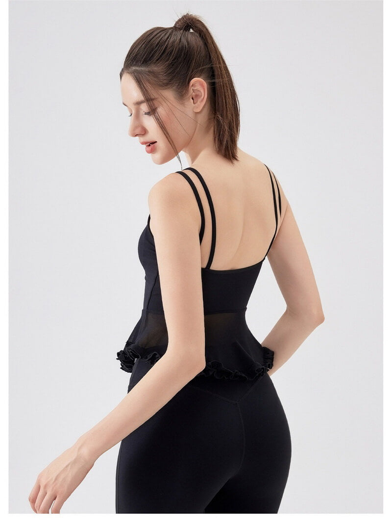 NURO Women's Lace-Back Airy Sports Bra with Padded Cups