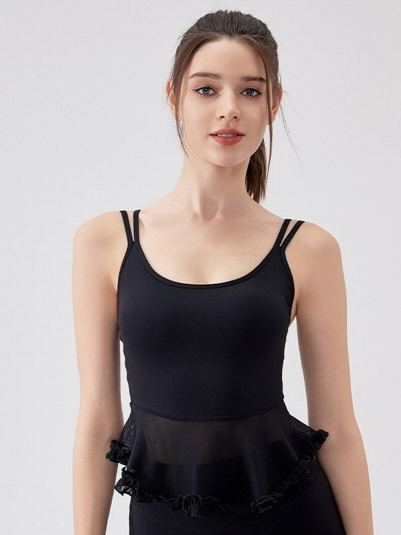 NURO Women's Lace-Back Airy Sports Bra with Padded Cups