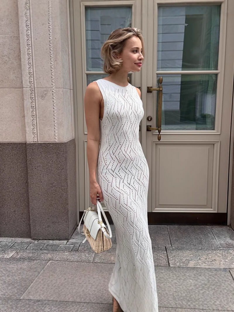 NURO Women's Lace-Up Backless Maxi Dress, Sleeveless Bodycon Slit Beach Gown