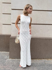 NURO Women's Lace-Up Backless Maxi Dress, Sleeveless Bodycon Slit Beach Gown