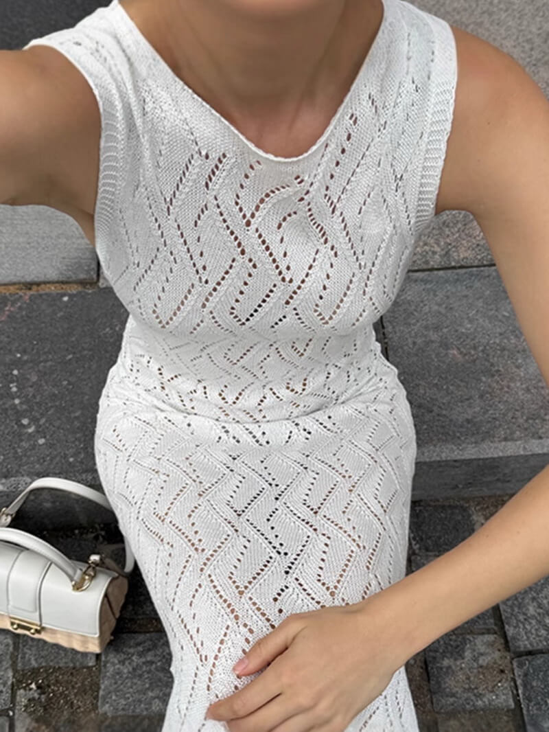 NURO Women's Lace-Up Backless Maxi Dress, Sleeveless Bodycon Slit Beach Gown