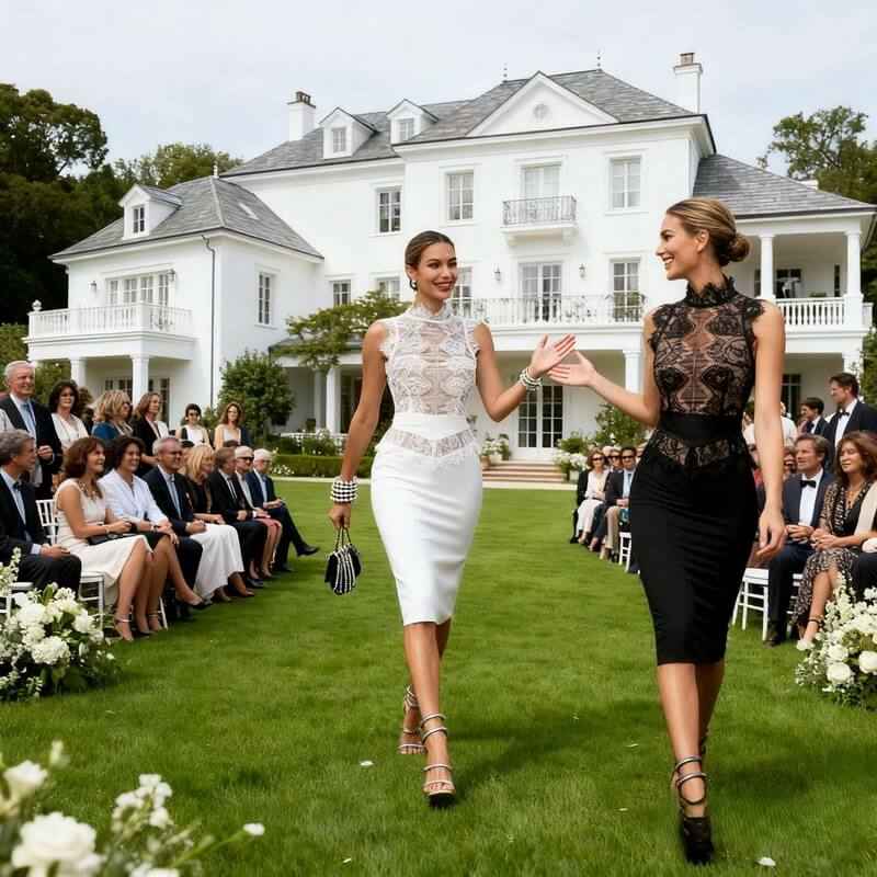 NURO Women's Lace-Up Bandage Bodycon Dress, Sleeveless Geometric Cut-Out Midi Dress