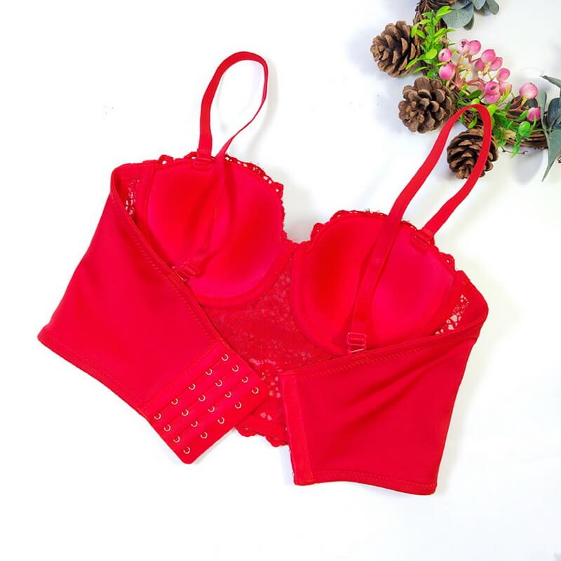 NURO Women's Lace Belly Dance Bra Top – Elegant Underbust Corset with Removable Pads