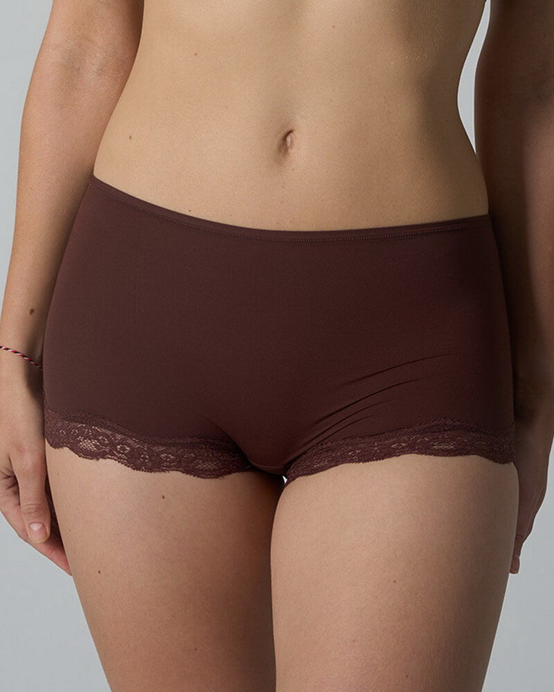 NURO Women's Lace Boy Shorts, High-Waist Breathable Knit Panties