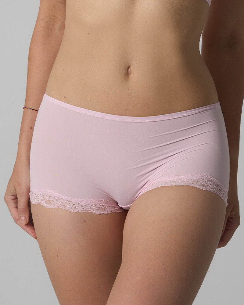 NURO Women's Lace Boy Shorts, High-Waist Breathable Knit Panties