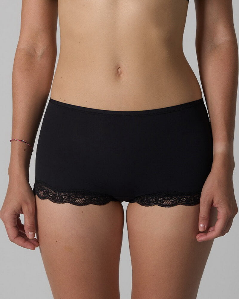 NURO Women's Lace Boy Shorts, High-Waist Breathable Knit Panties