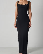 NURO Women's Lace Bralette & Maxi Dress Set, Mock Two-Piece Long Slip Gown