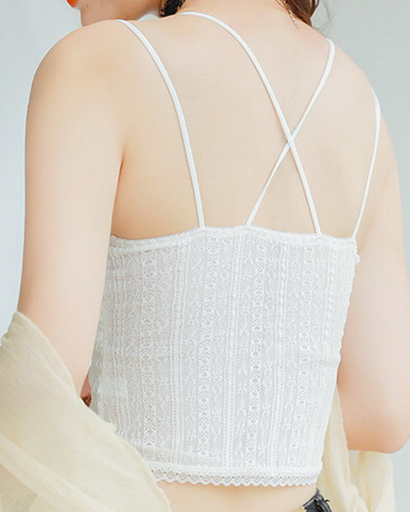 NURO Women's Lace Crisscross Bandeau, Medium Coverage Padded Bralette