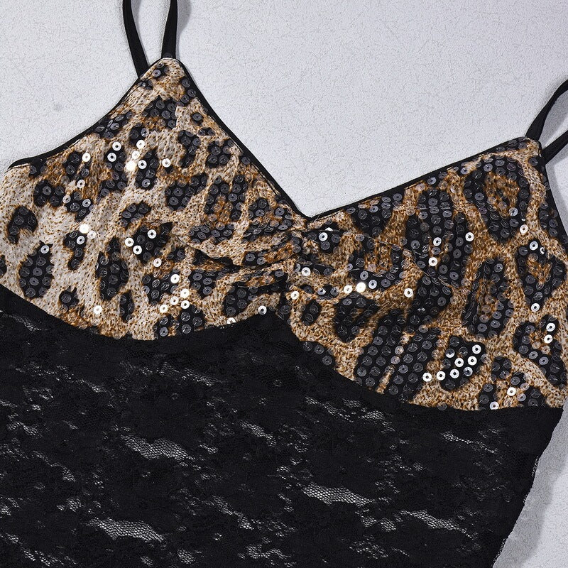 NURO Women's Lace Sequin Camisole Top - Strappy, Crisscross Front, Adjustable Tie, Bodycon Fit