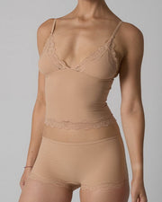 NURO Women's Lace Trim Sleepwear Set, V-Neck Camisole and Shorts Pajamas