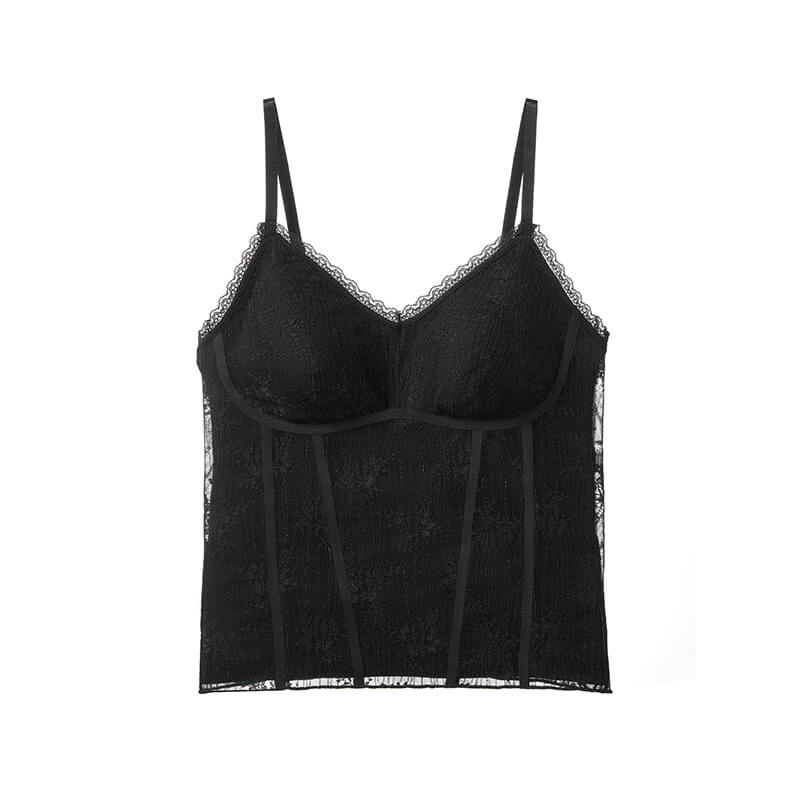 NURO Women's Lace Trim V-Neck Camisole, Ultra Thin French Style Cami Top