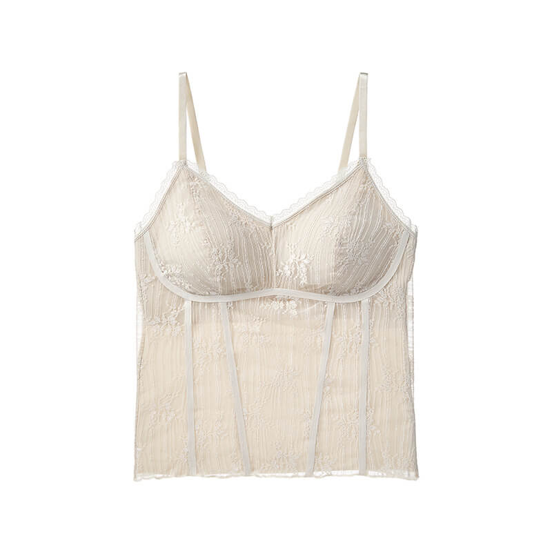 NURO Women's Lace Trim V-Neck Camisole, Ultra Thin French Style Cami Top