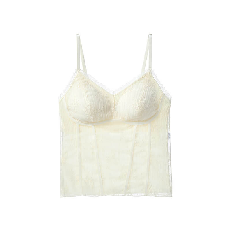 NURO Women's Lace Trim V-Neck Camisole, Ultra Thin French Style Cami Top