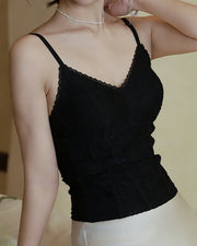 NURO Women's Lace Trim V-Neck Camisole, Ultra Thin French Style Cami Top