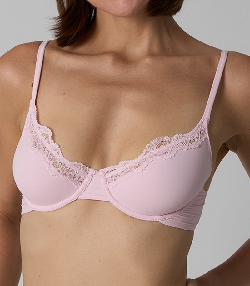 NURO Women's Lace Unlined Full Coverage Underwire Bra, French Style Lace Trim Bra