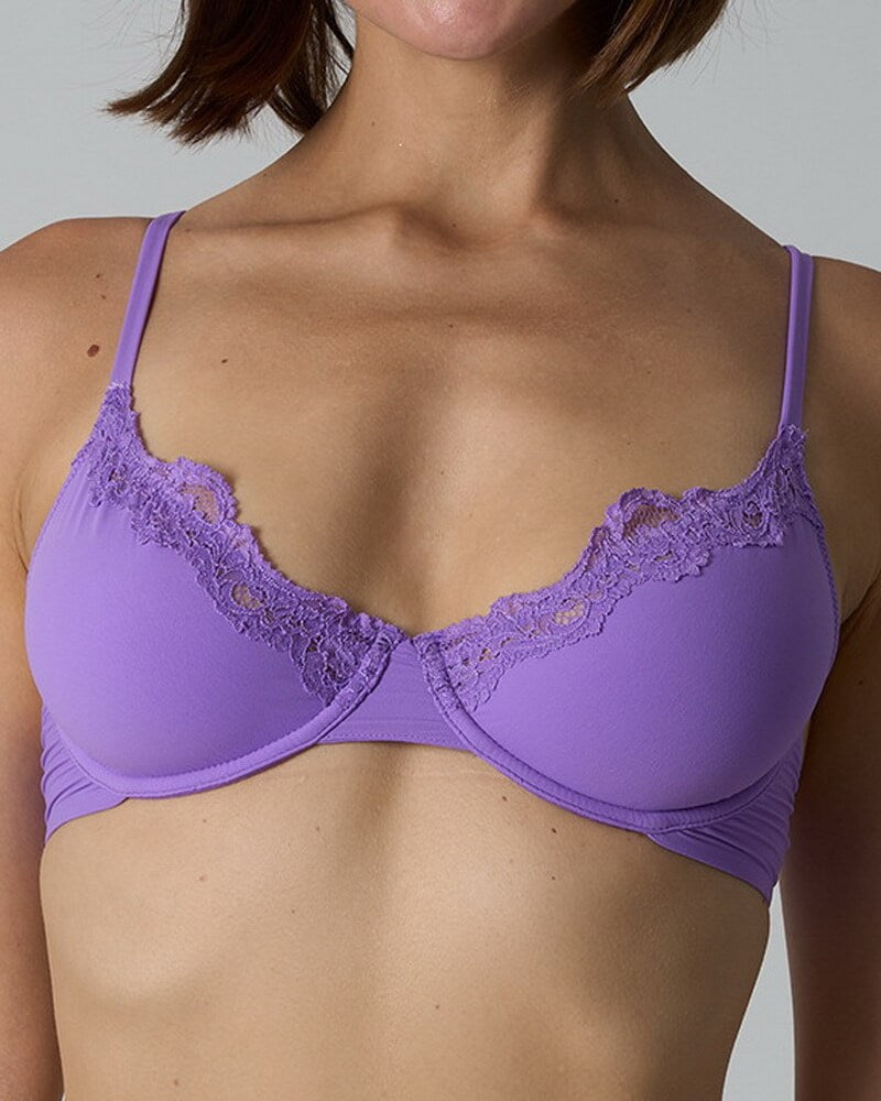 NURO Women's Lace Unlined Full Coverage Underwire Bra, French Style Lace Trim Bra