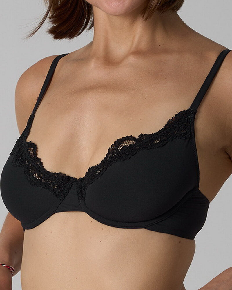 NURO Women's Lace Unlined Full Coverage Underwire Bra, French Style Lace Trim Bra