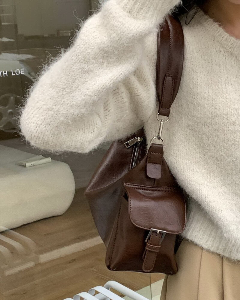 NURO Women's Large PU Shoulder Bag Minimalist Soft Casual Hobo Bag