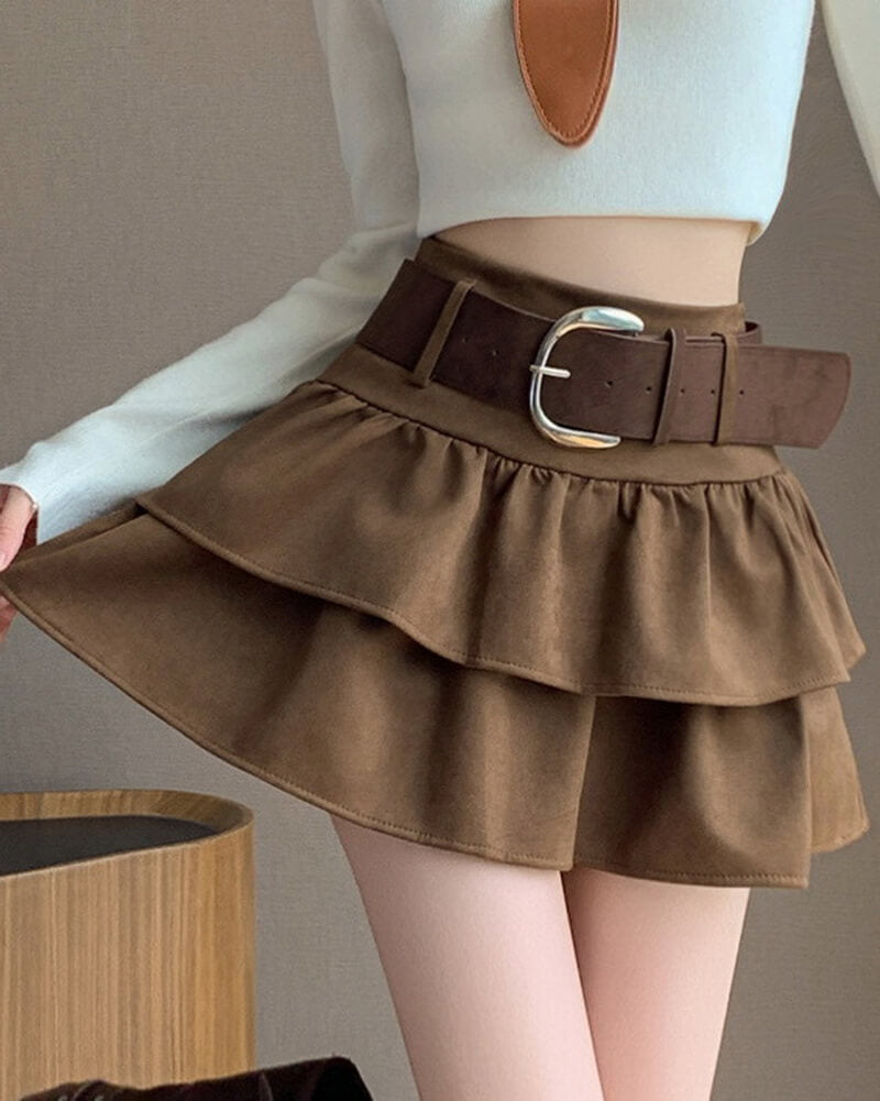 NURO Women's Layered Tiered Mini Skirt - Sweet & Chic Pleated Short Skirt with Patchwork Design, Casual A-Line Skirt