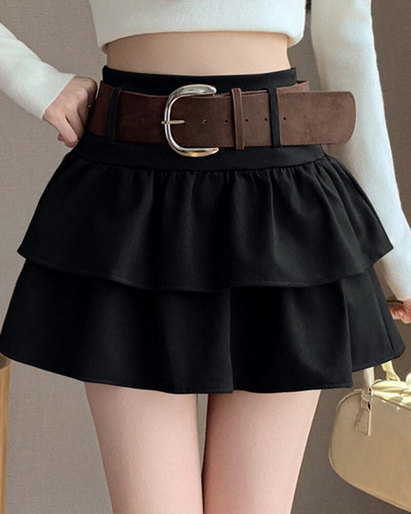 NURO Women's Layered Tiered Mini Skirt - Sweet & Chic Pleated Short Skirt with Patchwork Design, Casual A-Line Skirt