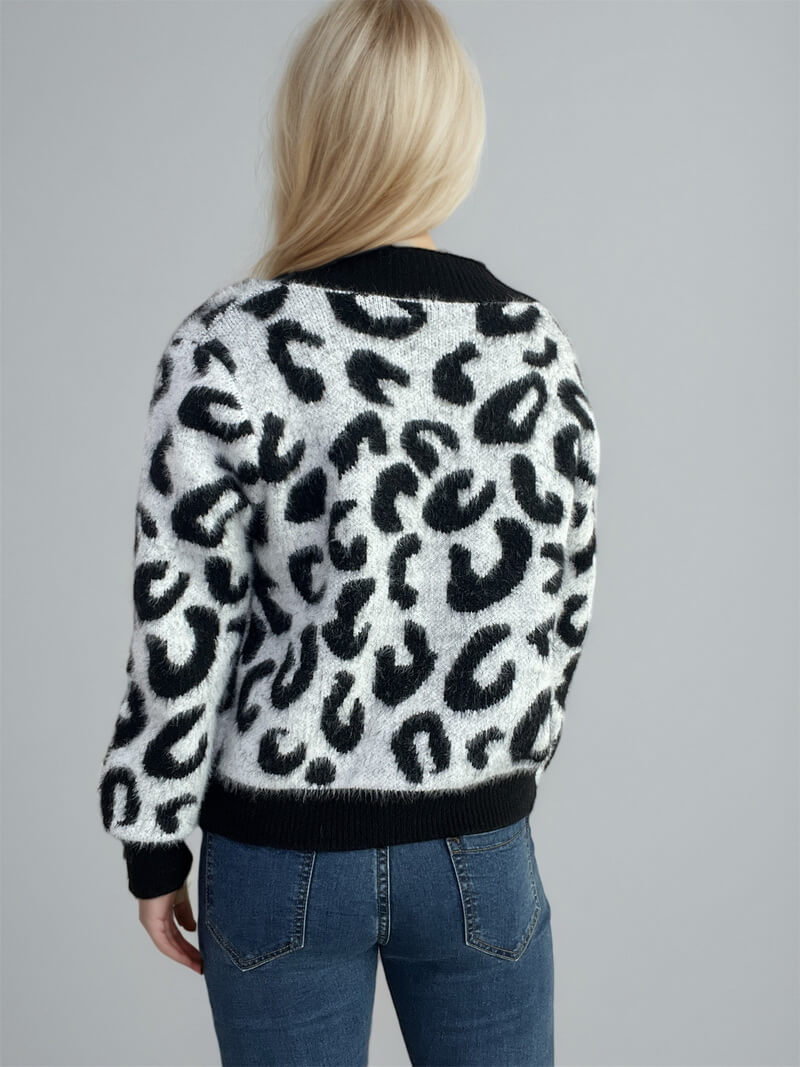 NURO Women's Leopard Print Cardigan - Short Open Front Sweater, Casual Long Sleeve Cover-Up