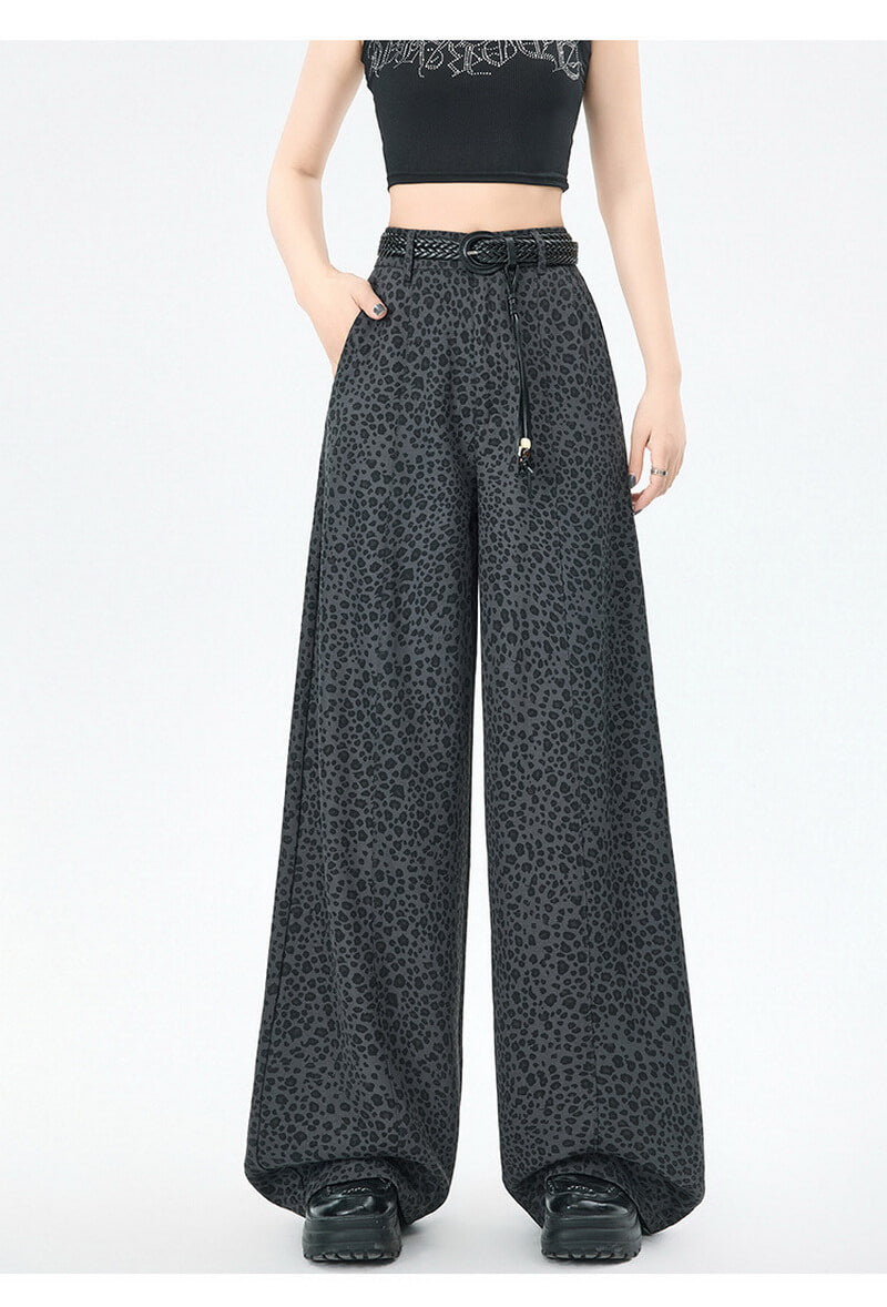 NURO Women's Leopard Print High-Waisted Wide Leg Flare Pants