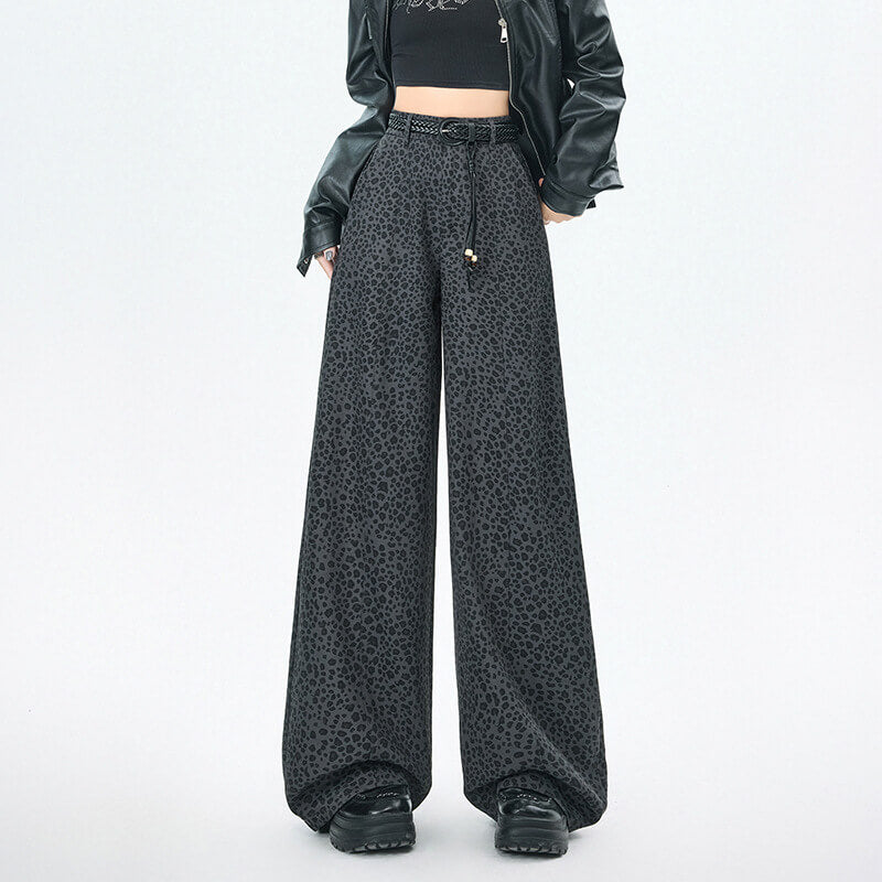 NURO Women's Leopard Print High-Waisted Wide Leg Flare Pants