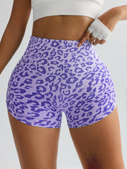 NURO Women's Leopard Print High Waist Workout Biker Shorts