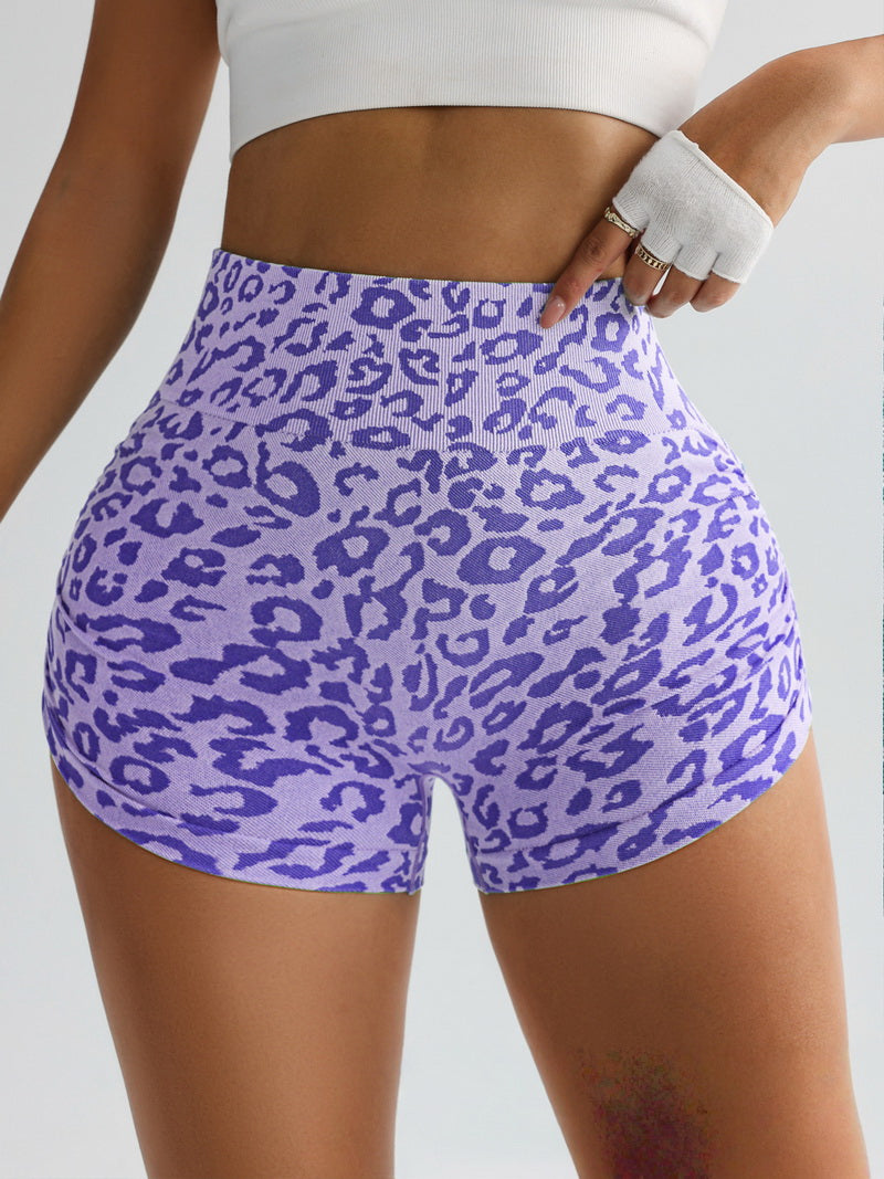 NURO Women's Leopard Print High Waist Workout Biker Shorts