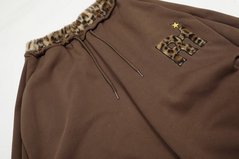 NURO Women's Leopard Print Patchwork Wide Leg Pants, Retro Loose Fit Trousers for Fall and Dance