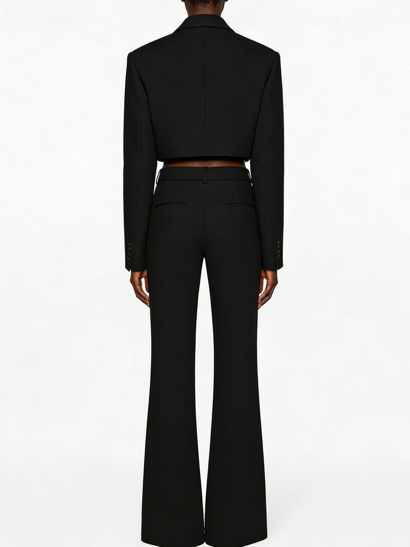 NURO Women's Long Sleeve Blazer and Straight Leg Shorts Set - Two Piece Co-ord Set