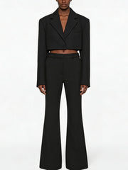 NURO Women's Long Sleeve Blazer and Straight Leg Shorts Set - Two Piece Co-ord Set