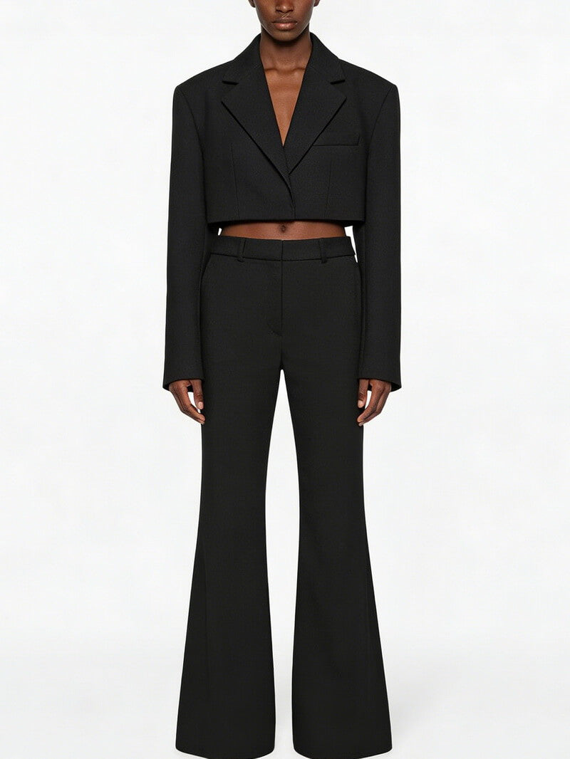 NURO Women's Long Sleeve Blazer and Straight Leg Shorts Set - Two Piece Co-ord Set