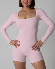 NURO Women's Long Sleeve Bodycon Jumpsuit, Stretchy High-Waist Romper