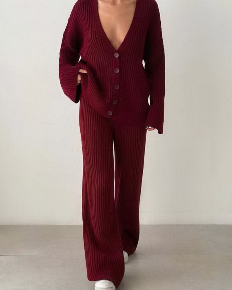 NURO Women's Long Sleeve Button Detail Jogger Set | Casual Solid Color Two Piece Outfit | Patchwork Streetwear Loungewear