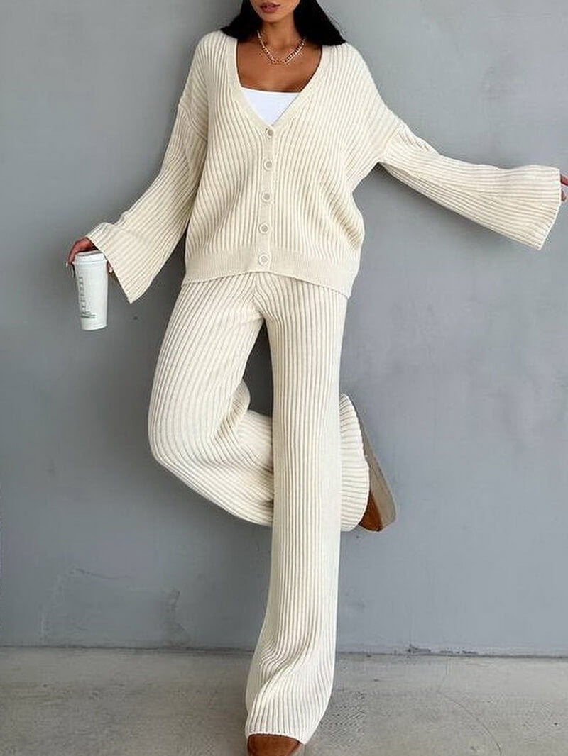 NURO Women's Long Sleeve Button Detail Jogger Set | Casual Solid Color Two Piece Outfit | Patchwork Streetwear Loungewear