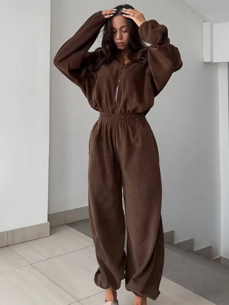 NURO Women's Long Sleeve Jumpsuit - Casual Elastic Waist One Piece Romper