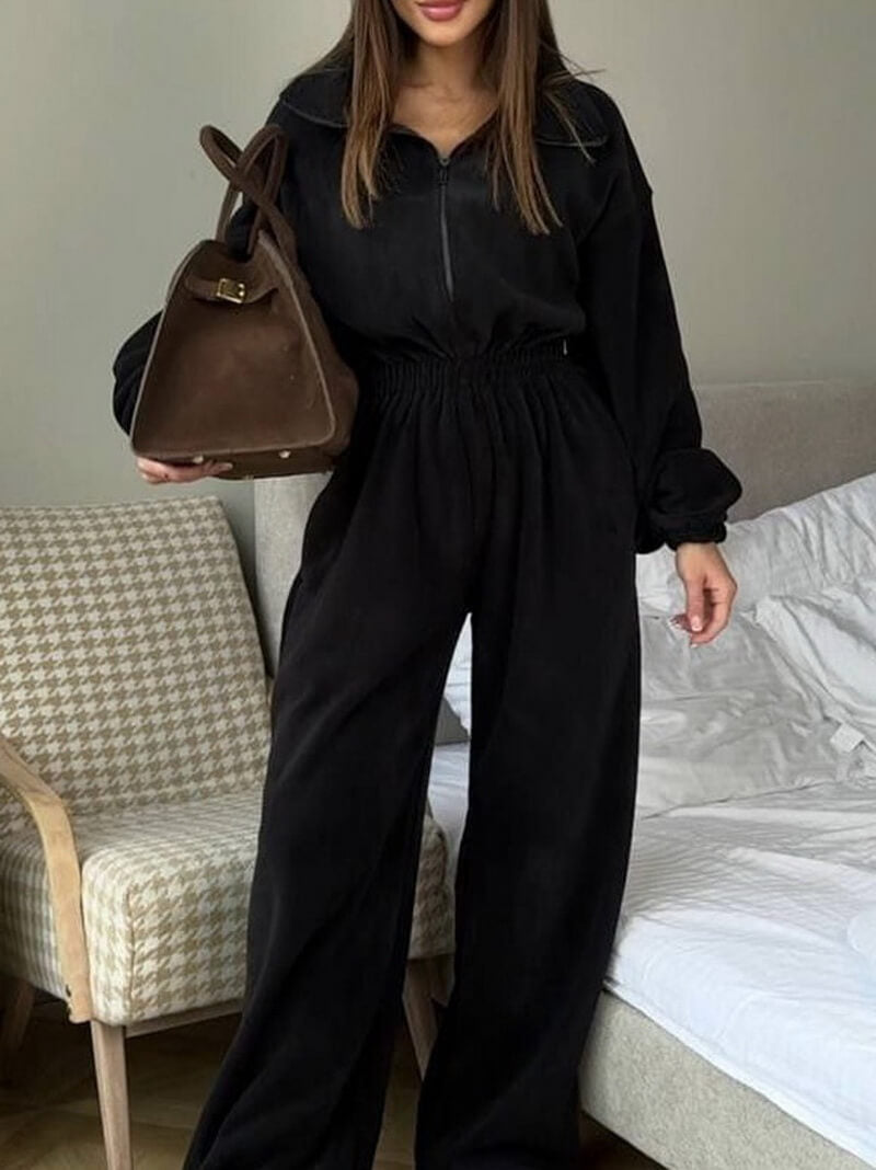 NURO Women's Long Sleeve Jumpsuit - Casual Elastic Waist One Piece Romper