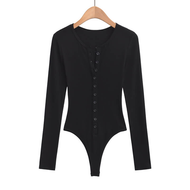 NURO Women's Long Sleeve Jumpsuit, Button Front Slim Fit Romper