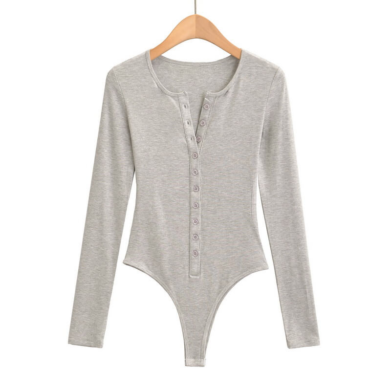 NURO Women's Long Sleeve Jumpsuit, Button Front Slim Fit Romper