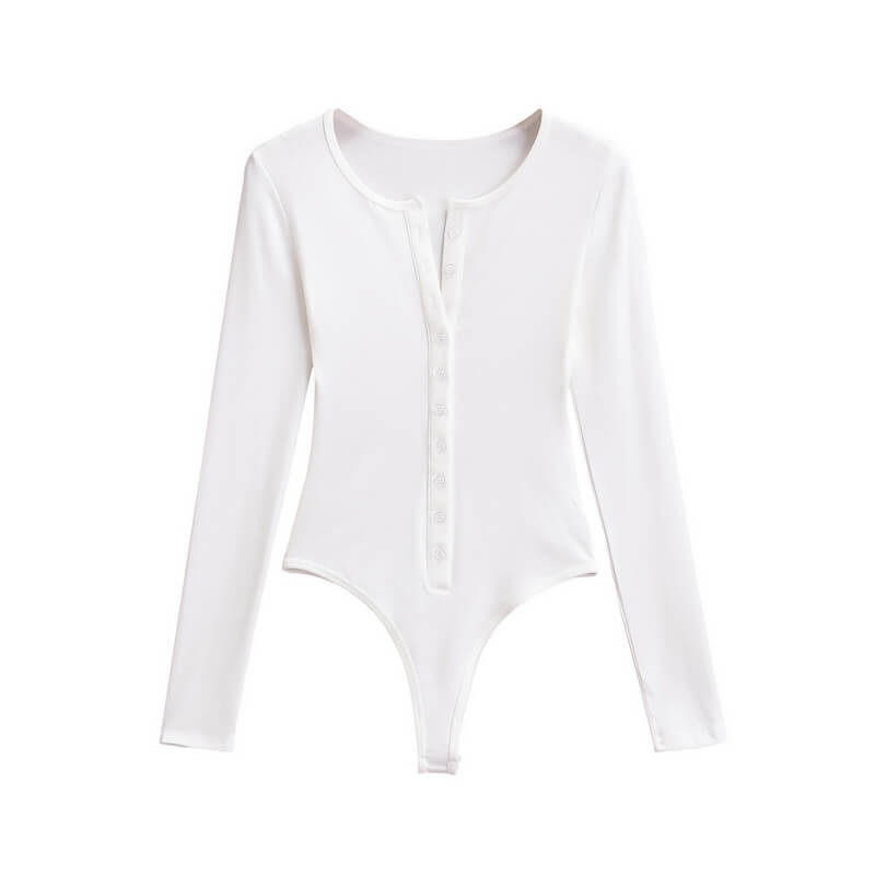 NURO Women's Long Sleeve Jumpsuit, Button Front Slim Fit Romper