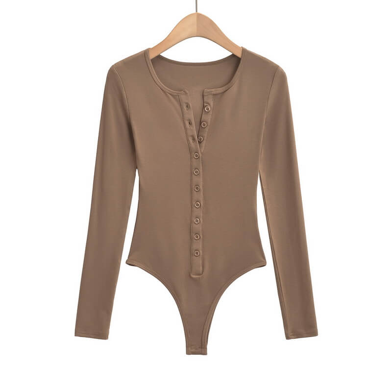 NURO Women's Long Sleeve Jumpsuit, Button Front Slim Fit Romper