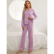 NURO Women's Long Sleeve Loungewear Set, Button-Front Cardigan and Pants Two-Piece