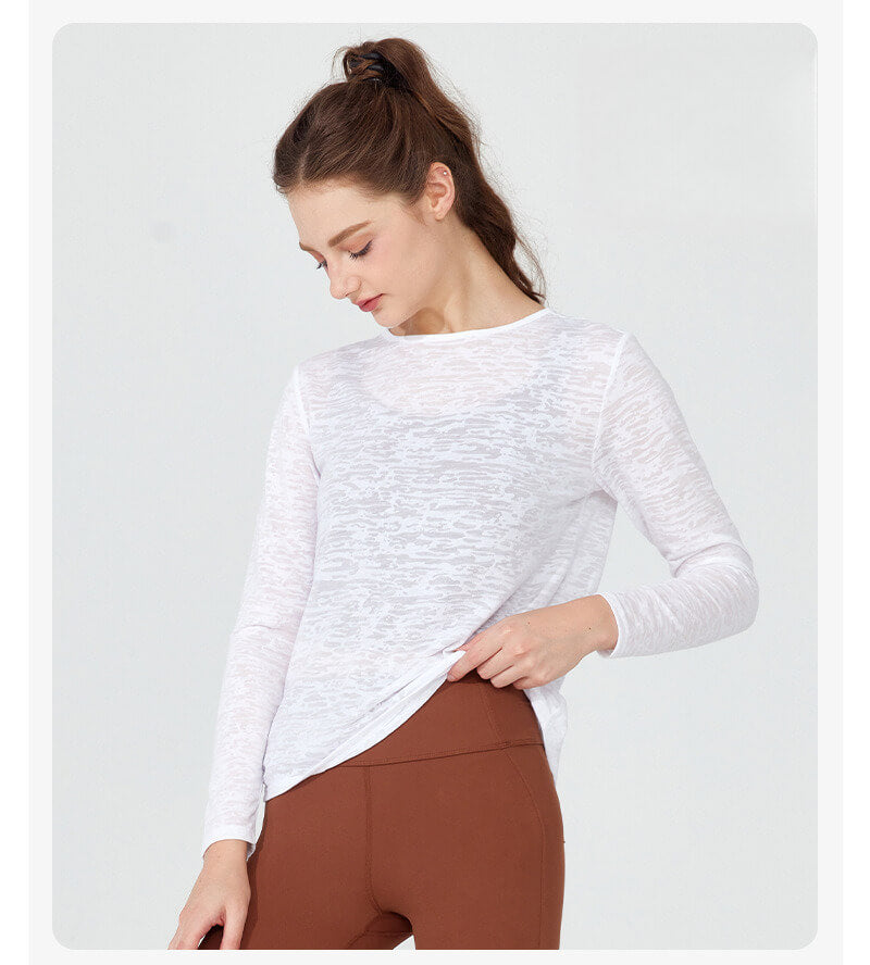 NURO Women's Long Sleeve Quick-Dry Workout Tee