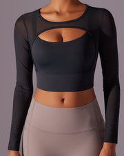 NURO Women's Long Sleeve Quick-Dry Workout Top, Lightweight Fitness Tee