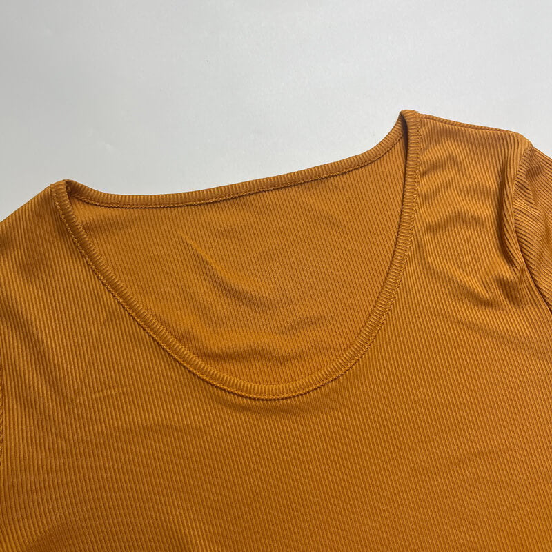 NURO Women's Long Sleeve Ribbed Knit Top & High Slit Bodycon Skirt 2-Piece Set