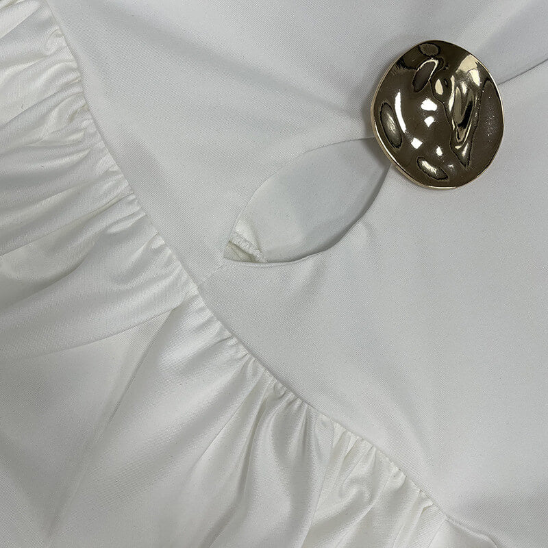 NURO Women's Long Sleeve Round Neck Cutout Bodycon Mini Dress