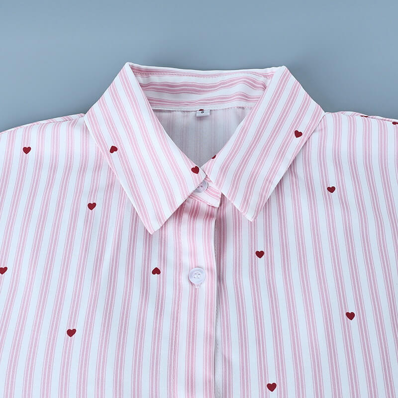 NURO Women's Long Sleeve Striped Loungewear Set - Casual Two Piece Pajama Set with Collar, Comfortable Home and Outdoor Wear